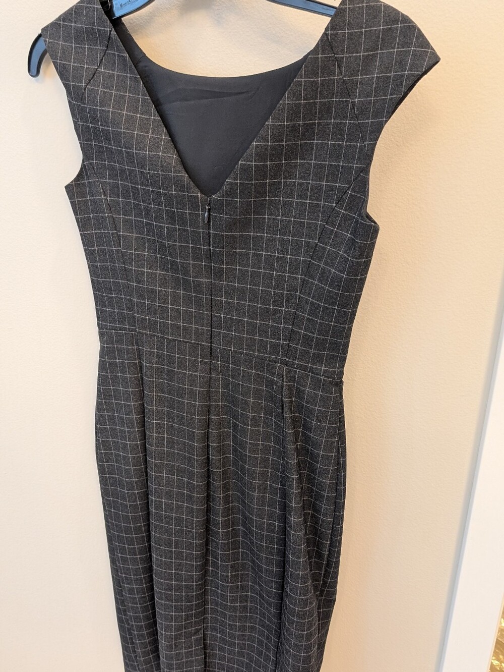 NWT Banana Republic Charcoal Gray Plaid Midi Dress - Picture 4 of 4